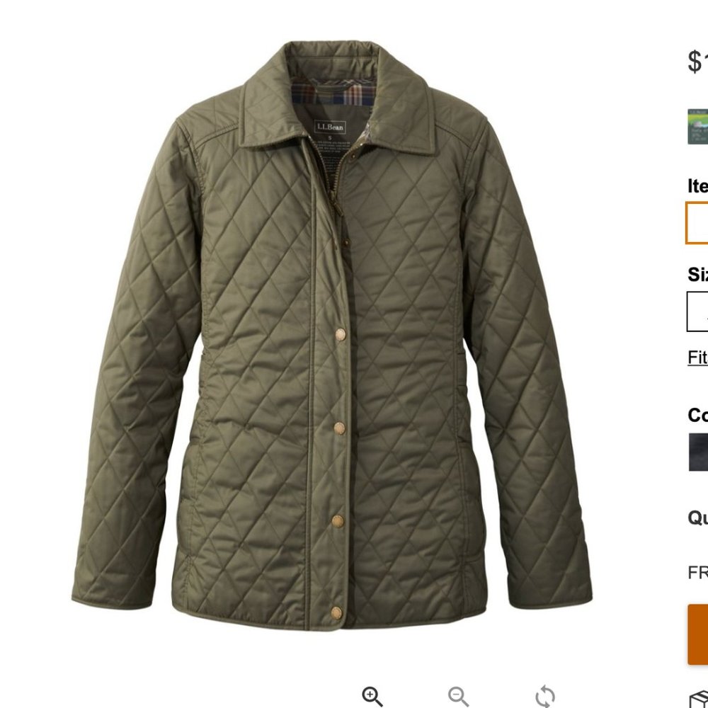 LL Bean Quilted Riding Jacket Green